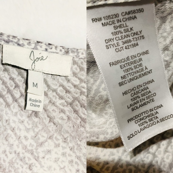 Joie V-Neck Long Sleeve Print Silk Blouse - Picture 8 of 8